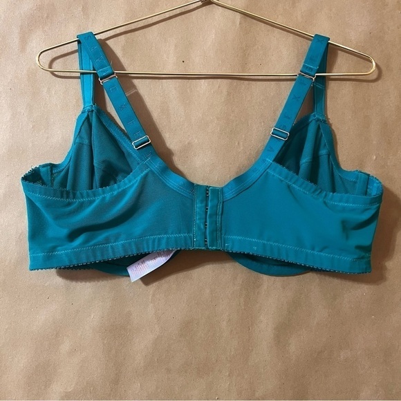Savage x Fenty | Shimmer Flocked Logo Unlined Bra Teal Shimmer Size 40DDD (40F) - Picture 9 of 13